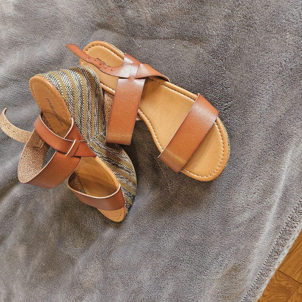 Brown Leather Strappy Platform Heel Sandals